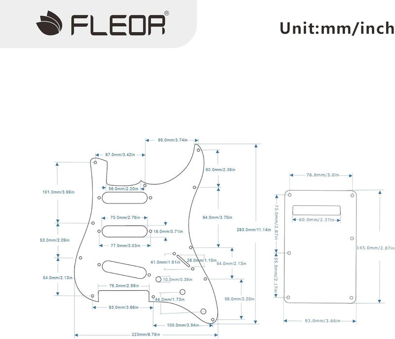 FLEOR SSS 11-Hole Electric Guitar Pickguard with Backplate and Pickguard Screws Set for ST Style Guitar Part,3Ply Cream - Image 2